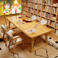 锦需实木书桌家用学习写字桌简约现代办公桌椅套装长条桌子工作台 【单桌】原木色140x80x75cm