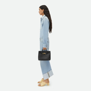 BOTTEGA VENETA葆蝶家女士ANDIAMO小号手提包bv包 黑色金扣 均码