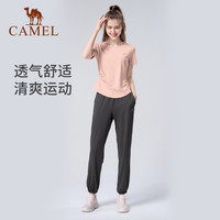 骆驼 CAMEL瑜伽服套装女夏季薄款户外跑步宽松运动服外穿短袖两件套 M   105-120斤
