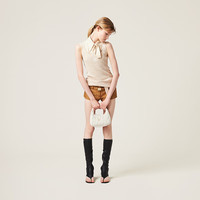 MIU MIU 女士Wander 羊皮革Hobo小号手提包 白色-