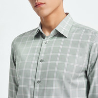 雅戈尔（YOUNGOR）衬衫男士春夏青年男长袖衬衫全棉格子衬衫合款 绿色格纹 44