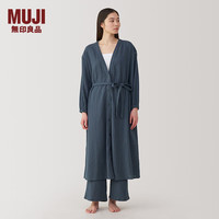 無印良品 MUJI（無印良品 ）女式 杨柳纱织 长开衫 女士睡衣上衣单件家居服夏季 FD1LKC5S 烟熏蓝色 M （160/84A）