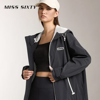 MISS SIXTY【运动系列】风衣外套女双拉链设计连帽抽绳休闲百搭 黑色 M