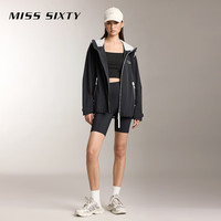 MISS SIXTY【运动系列】风衣外套女双拉链设计连帽抽绳休闲百搭 黑色 L