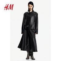 H&M女装半身裙礼服气质纯色时尚潮流高腰中长A字party小礼裙1253874 深棕色 170/88