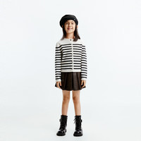 little MO&Co.童装秋装女童亲子装甜酷PU皮短裙子百褶半裙 烟棕色 160 160/64