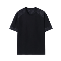 BASIC HOUSE/百家好新中式缎面拼接短袖t恤女2024夏季新款国风宽松高端女上衣