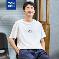 唐狮夏季新款男印花圆领短袖T恤TB 本白
