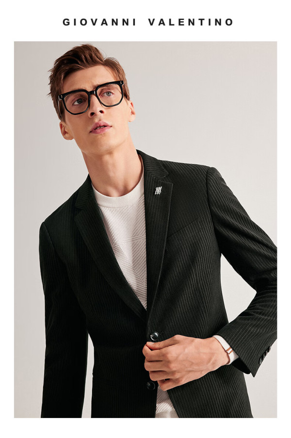 卓凡尼·华伦天奴(giovanni valentino)灯芯绒西装外套男款抗皱西服
