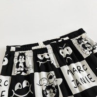 马克珍妮 marc & janie男女童垂感透气防蚊裤印花束脚裤儿童裤子宝宝夏装230568 格子猫【550536】 90