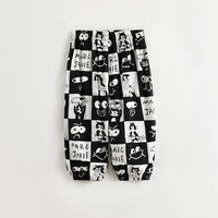 马克珍妮 marc & janie男女童垂感透气防蚊裤印花束脚裤儿童裤子宝宝夏装230568 格子猫【550536】 120