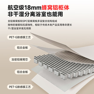 浪鲸（SSWW）卫浴现代简约铝合金浴室柜洗脸盆柜 一体盆防水防潮不含龙头配件 【美妆镜柜+一体陶瓷盆】70cm