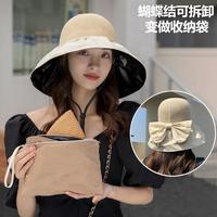 登利途黑胶蝴蝶结渔夫帽女夏季韩版镂空帽大檐遮阳防晒太阳帽子潮 无规格