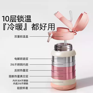 PXO哪咤保温杯儿童男女高颜值2025大容量水壶便携双饮吸管水杯子 耶耶杯【N08★紫色】一杯三饮★杯套
