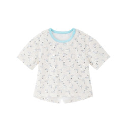 YeeHoO 英氏 儿童衣服女童家居服莫代尔宝宝睡衣上衣春夏款 米黄短套
