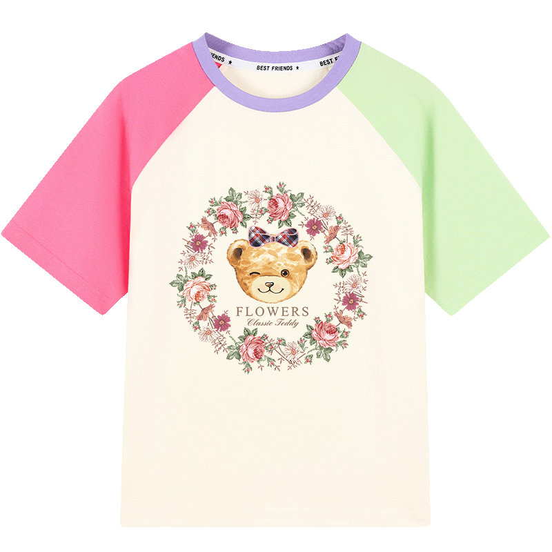 Classic Teddy儿童T恤男女童短袖上衣纯棉中大童装轻薄透气休闲衣服