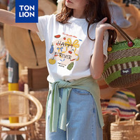 TONLION/唐狮 彩色图案 女士短袖T恤