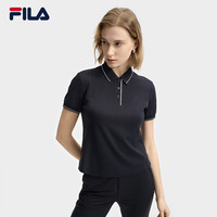 FILA 斐乐女装针织短袖POLO衫2025夏装时尚休闲凉感上衣 传奇蓝-NV 3XL 185/100A/XXXL