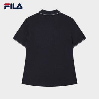 FILA 斐乐女装针织短袖POLO衫2025夏装时尚休闲凉感上衣 传奇蓝-NV XS 155/76A/XS