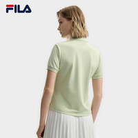 FILA 斐乐女装针织短袖POLO衫2025夏装时尚休闲凉感上衣 草本绿-LG S 160/80A/S