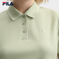FILA 斐乐女装针织短袖POLO衫2025夏装时尚休闲凉感上衣 草本绿-LG 2XL 180/96A/XXL