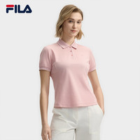 FILA 斐乐女装针织短袖POLO衫2025夏装时尚休闲凉感上衣 娇粉-PK M 165/84A/M