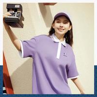 大力水手x安踏联名纯棉polo连衣裙女夏季休闲宽松透气翻领裙