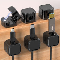 米良品 免打孔磁吸数据线理线器 10个装