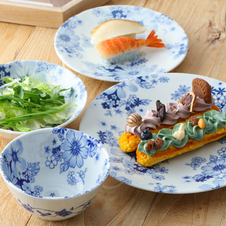 美浓烧花集陶瓷饭碗蘸酱碟果盘汤面碗日式餐具 小钵14cm