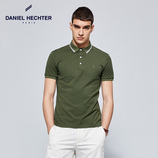 丹尼爱特（DANIEL HECHTER）夏季纯棉男士翻领休闲百搭短袖Polo衫男易穿搭 墨绿色 XL