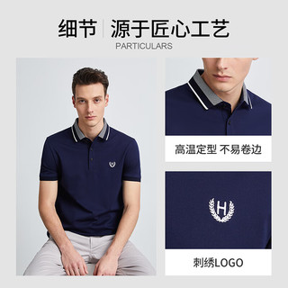 丹尼爱特（DANIEL HECHTER）夏季纯棉男士翻领休闲百搭短袖Polo衫男易穿搭 宝蓝（TT51940WB） S