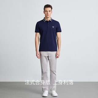 丹尼爱特（DANIEL HECHTER）夏季纯棉男士翻领休闲百搭短袖Polo衫男易穿搭 宝蓝（TT51940WB） S