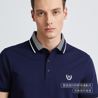 丹尼爱特（DANIEL HECHTER）夏季纯棉男士翻领休闲百搭短袖Polo衫男易穿搭 宝蓝（TT51940WB） S