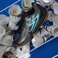 361°运动羽毛球鞋男制胜PRO专业减震防滑耐磨训练鞋子男672524402-4 曜石黑/活水蓝 38