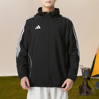 Adidas阿迪达斯运动套装男装三条纹连帽梭织夹克外套跑步束脚长裤 深蓝色 XXXL