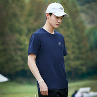 拓路者（Pioneer Camp）圆领纯色短袖T恤男夏季薄款纯棉舒适运动休闲宽 深蓝色 180/100A(XL)