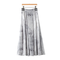 晚白2025春季天丝亚麻莱赛尔减龄晕染印花仙女裙浪漫风情雪纺半身裙