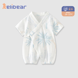 颗粒熊（KELIXIONG）新款婴儿衣服夏季薄款男女宝宝短袖连体衣新生儿空调服无骨和尚服