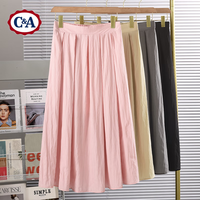 C&A时尚纯色百搭中长款半身裙大码女装2025夏季遮胯A字大摆伞裙 深灰 S