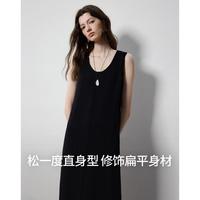 【可机洗含羊毛背心裙】春季羊毛混纺复古U领内搭连衣裙女