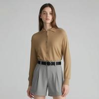 女式纯色微弹慵懒休闲通勤翻领毛绒开衫长袖衬衫