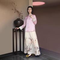 【唯品新中式】2025复古提花宽松国风气质衬衣女春秋
