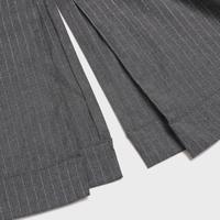 高级设计感通勤风条纹微闪前后开叉半截中长裙