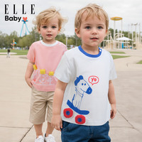 ELLE BABY儿童T恤动物卡通图案棉透气幼中大童夏装T恤短袖上衣T恤