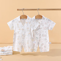 瑄妮薇婴儿连体衣夏季短袖薄款无骨哈衣初生新生儿宝宝和尚爬服夏天千 可爱花兔 52cm