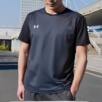 安德玛（UNDERARMOUR）短袖男装 25夏季训练透气运动服圆领休闲球衣快干T恤男 运动快干/黑色/店长 M (170/92A)