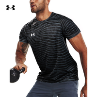 安德玛（UNDERARMOUR）短袖男装 25夏季训练透气运动服圆领休闲球衣快干T恤男 【快干单层】黑色 XL (180/100A)