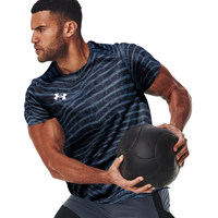 安德玛（UNDERARMOUR）短袖男装 25夏季训练透气运动服圆领休闲球衣快干T恤男 【快干单层】黑色 3XL (190/108A)
