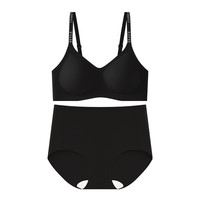 Glambody MAGIC NATURAL LINE反重力提拉内衣女无痕字母肩带小胸聚拢防下垂女士文胸套装682361 黑色套装 M (80—95斤-70AB）