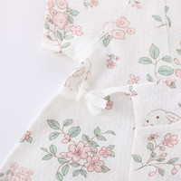 瑄妮薇婴儿连体衣夏季短袖薄款无骨哈衣初生新生儿宝宝和尚爬服夏天千 可爱花兔 66cm